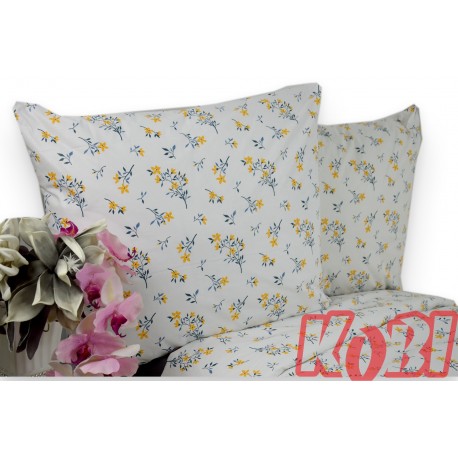 Pościel bawełna 100% rozmiar 220x200 gałązki żółty kwiat 3543 KOBI