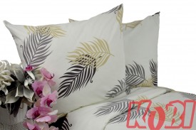 Pościel bawełna 100% rozmiar 220x200 paproć ecru 3545 KOBI