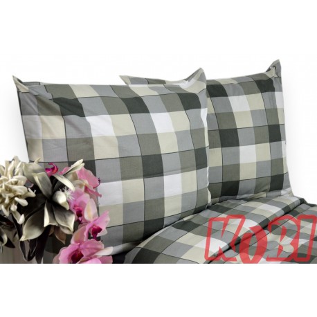 Pościel bawełna 100% rozmiar 140x200 krata szaro-zielona 3534w Kobi