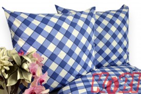 Pościel bawełna 100% rozmiar 140x200 biało-niebieska krata 3531w Kobi