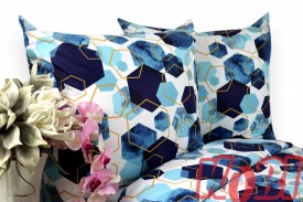 Pościel flanela rozmiar 180x200 niebieskie pięciokąty 3212 Kobi