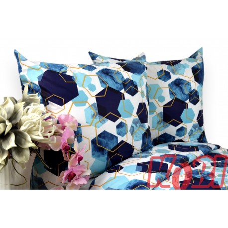 Pościel flanela rozmiar 180x200 niebieskie pięciokąty 3212 Kobi