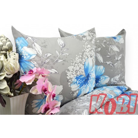 Pościel flanela rozmiar 220x200 niebieski kwiat 2220 KOBI