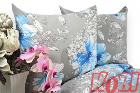 Pościel flanela rozmiar 180x200 niebieski kwiat 2220 KOBI