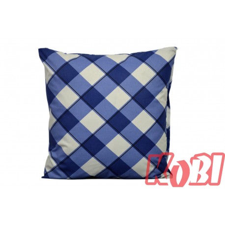 Poszewka bawełniana rozmiar 40x40 Biało-niebieska krata 3531 Kobi