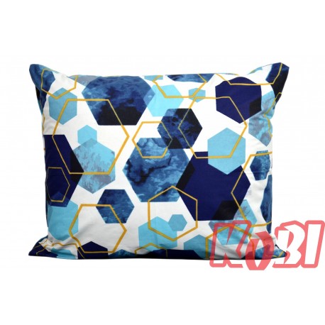 Poszewka bawełniana rozmiar 50x60 niebieskie pięciokąty 3212 Kobi