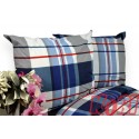 Pościel bawełna 100% rozmiar 220x200 krata niebiesko-czerwona 3554 Kobi