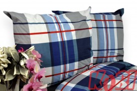 Pościel bawełna 100% rozmiar 180x200 krata niebiesko-czerwona 3554 Kobi