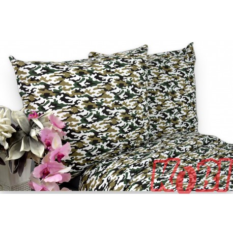 Pościel bawełna 100% rozmiar 160x200 moro biało-zielone 3540 Kobi