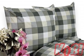 Pościel bawełna 100% rozmiar 160x200 krata szare cappuccino 3534 Kobi
