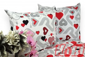 Pościel flanela rozmiar 160x200 Serce białe tło 3458 KOBI