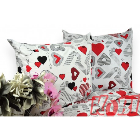 Pościel flanela rozmiar 160x200 Serce białe tło 3458 KOBI