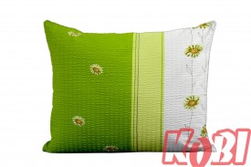Poszewka z kory rozmiar 50x60 zielone stokrotki biały pas 3555 KOBI