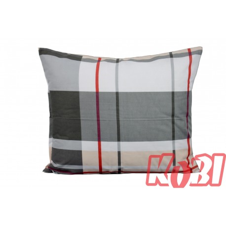 Poszewka bawełniana rozmiar 50x60 krata kremowo-czerwona 3424 Kobi