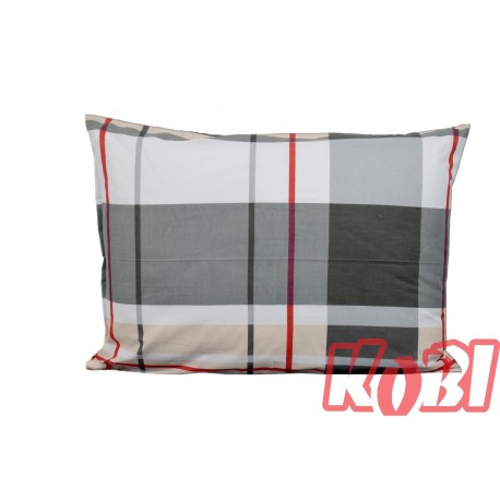 Poszewka bawełniana rozmiar 50x70 krata kremowo-czerwona 3424 Kobi