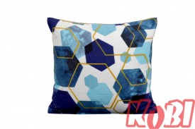 Poszewka flanela rozmiar 40x40 niebieskie pięciokąty 3212 KOBI