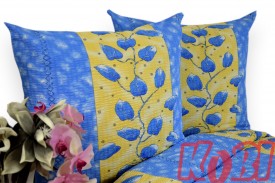 Pościel flanela rozmiar 160x200 niebieskie liście 0282 Kobi