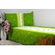 Pościel z kory rozmiar 160x200 zielona stokrotka biały pas 3555 KOBI