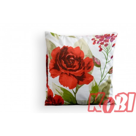 Poszewka bawełniana rozmiar 40x40 Beżowe kwiaty szare tło 3519 Kobi