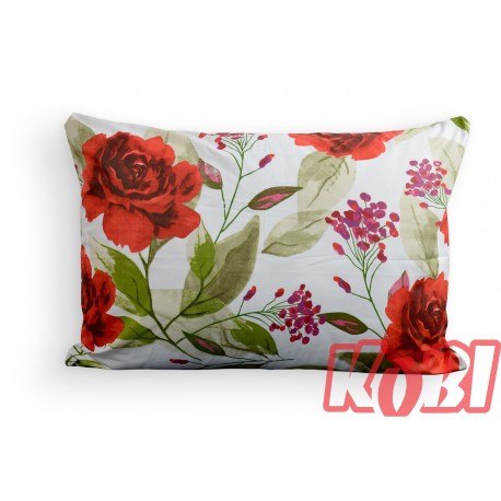 Poszewka bawełniana rozmiar 50x70 Beżowe kwiaty szare tło 3519 Kobi