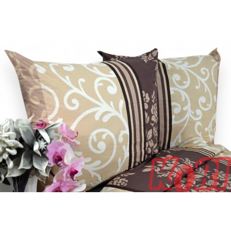 Pościel bawełna 100% rozmiar 160x200 winorośl brąz/krem 3034Kobi