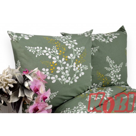 Pościel bawełna 100% rozmiar 140x200 gałązki zielone tło 3024w Kobi