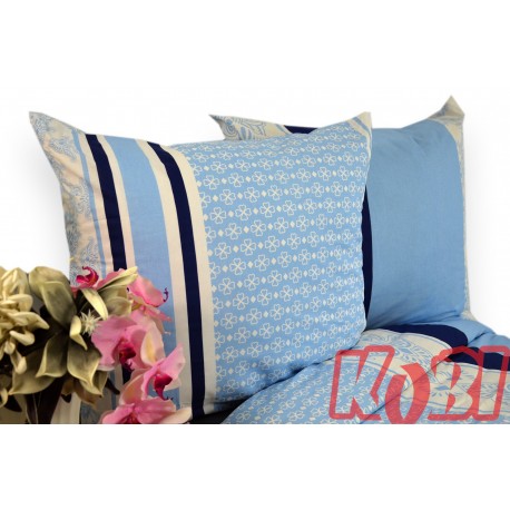 Pościel bawełna 100% rozmiar 160x200 Niebieskie pasy białe tło 3411 Kobi